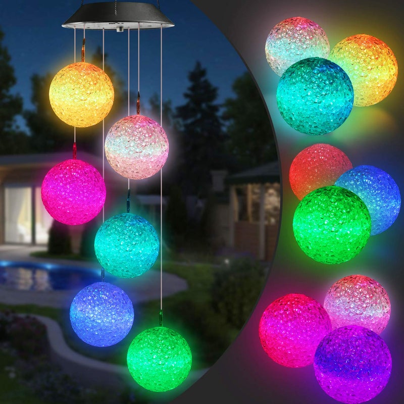 Toodour Solar Wind Chime, Color Changing Ball Wind Chimes, LED Decorative Mobile, Gifts for Mom Grandma, Waterproof Outdoor Solar Lights for Garden, Patio, Party, Yard, Window, Outdoor Decorations - Image 1